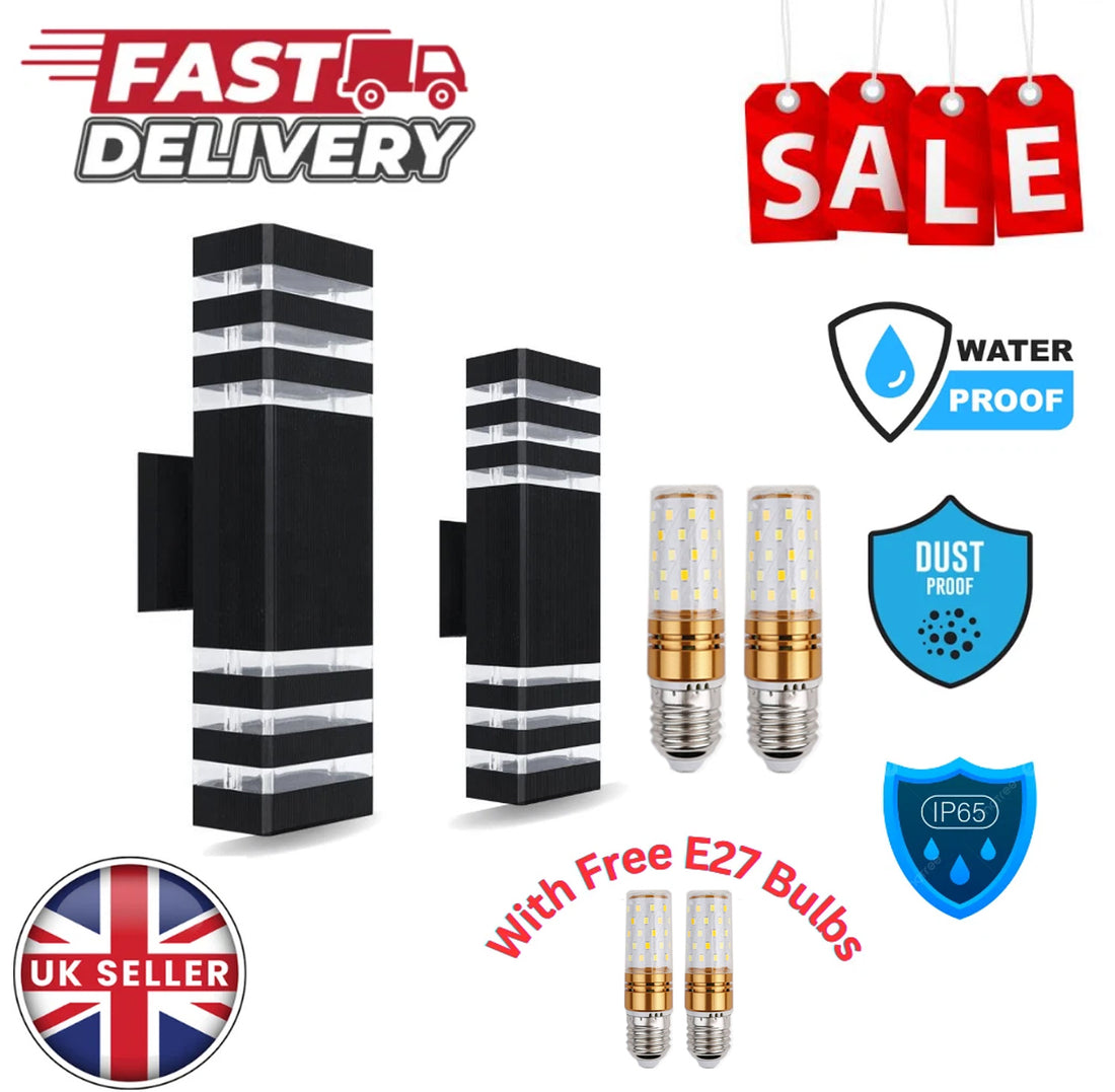 Modern LED Outdoor Wall Light, 3000K Warm White Up & Down Exterior Wall Sconce, Waterproof IP65 Square Aluminum Porch & Patio Light Fixture