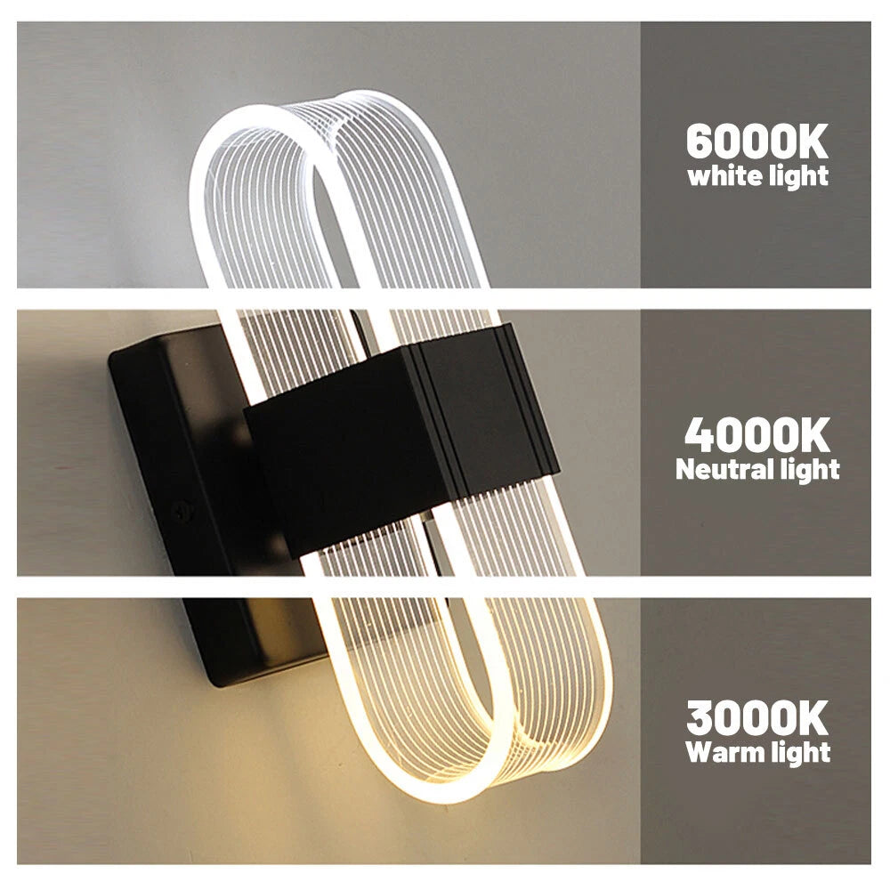 2X LED Dimmable Wall Lights Modern Sconce 12W Up Down Indoor Lamp Living Room