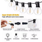 39FT Mains Powered String Light Festoon Outdoor 25+3LED Garden G40 Bulbs Lights