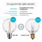 39FT Mains Powered String Light Festoon Outdoor 25+3LED Garden G40 Bulbs Lights